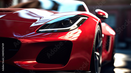 Luxury red sport car. Generative AI © Gasspoll
