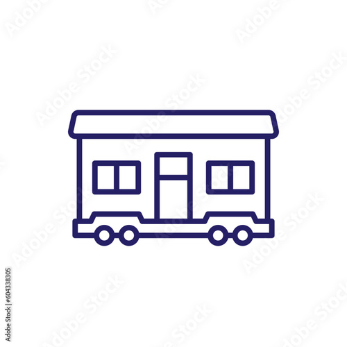 mobile home icon, house trailer line vector