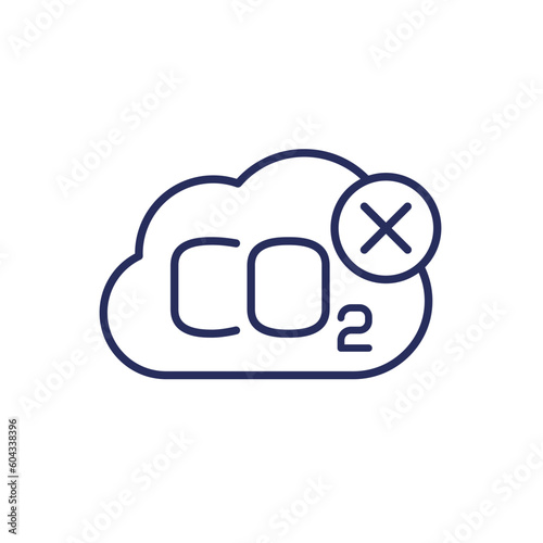 ban carbon emissions line icon on white