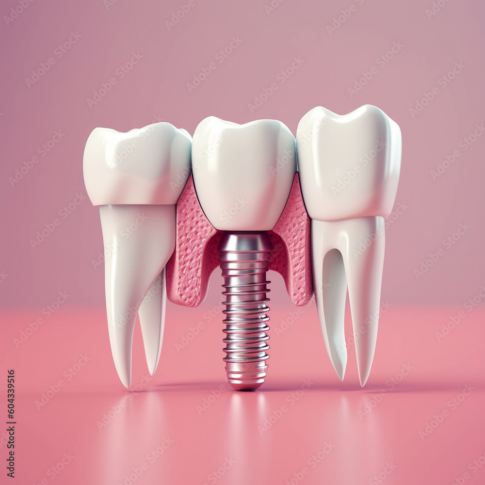 Close up of dental teeth implant. 3D rendering. Close up of dental teeth implant. 3D rendering.