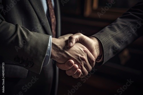 AI GENERATIVE, Shaking hands between two business people in close-up