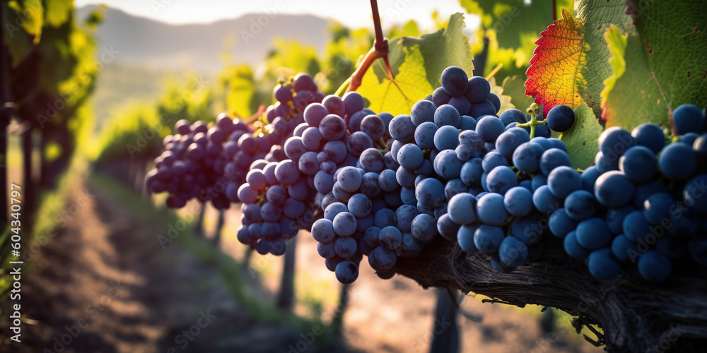Lose Yourself in the Beauty of Clustered Grapes on the Farmer's Enchanting Plantation. Generative AI