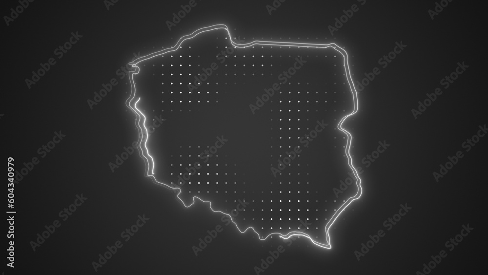 Neon White Poland Map Borders Outline Background Wallpaper