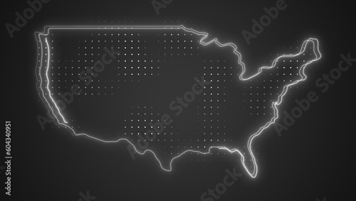 Neon White United States Map Borders Outline Background Wallpaper