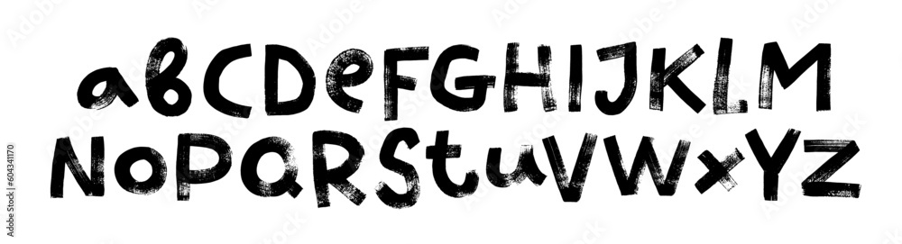 Grunge bold letters collection. Hand drawn childish style vector letters. Handwritten latin capital font. Modern brush calligraphy. Detailed textured characters with a rough inked brush texture. Grunge bold letters collection. Hand drawn childish style vector letters. Handwritten latin capital font. Modern brush calligraphy. Detailed textured characters with a rough inked brush texture.