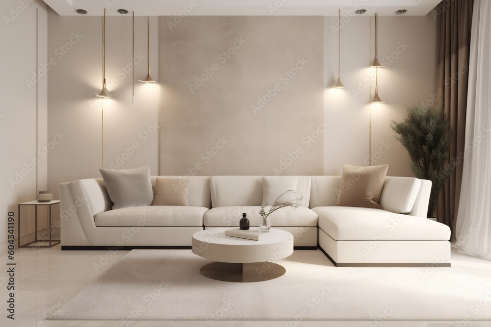 interior background empty room furniture couch nobody architecture chair sofa. Generative AI. interior background empty room furniture couch nobody architecture chair sofa. Generative AI.
