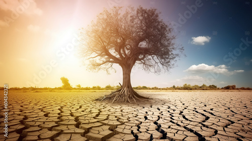 The Parched Earth, Understanding the Ravages of Drought, Global warming and climate change, Environmental problem. Generative AI
