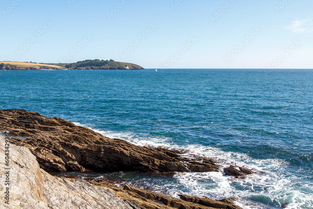 Looking towards St Anthony Head from Pendennis head Cornwall - stock photo.jpg