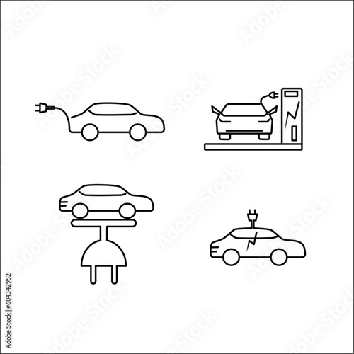 Icon set electric car charger station,, electric car icon, vector illustration