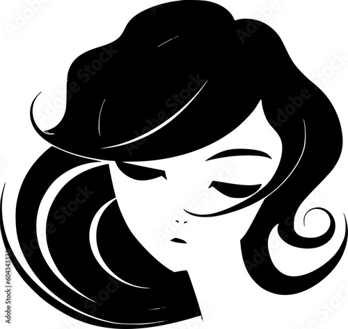 Hair - Black and White Isolated Icon - Vector illustration