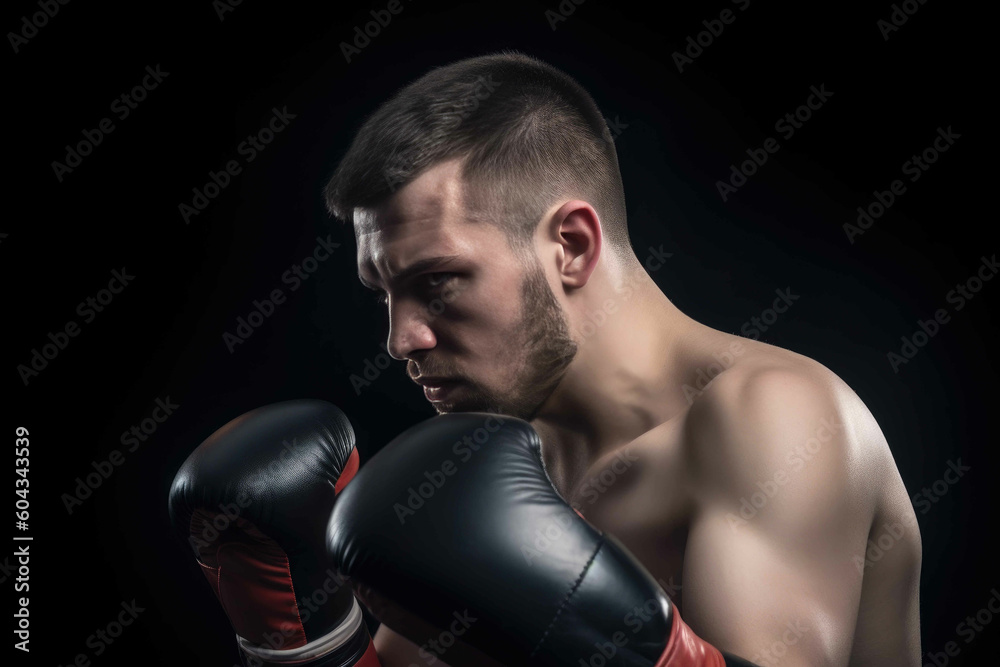 Man caucasian who is boxing. Generative AI
