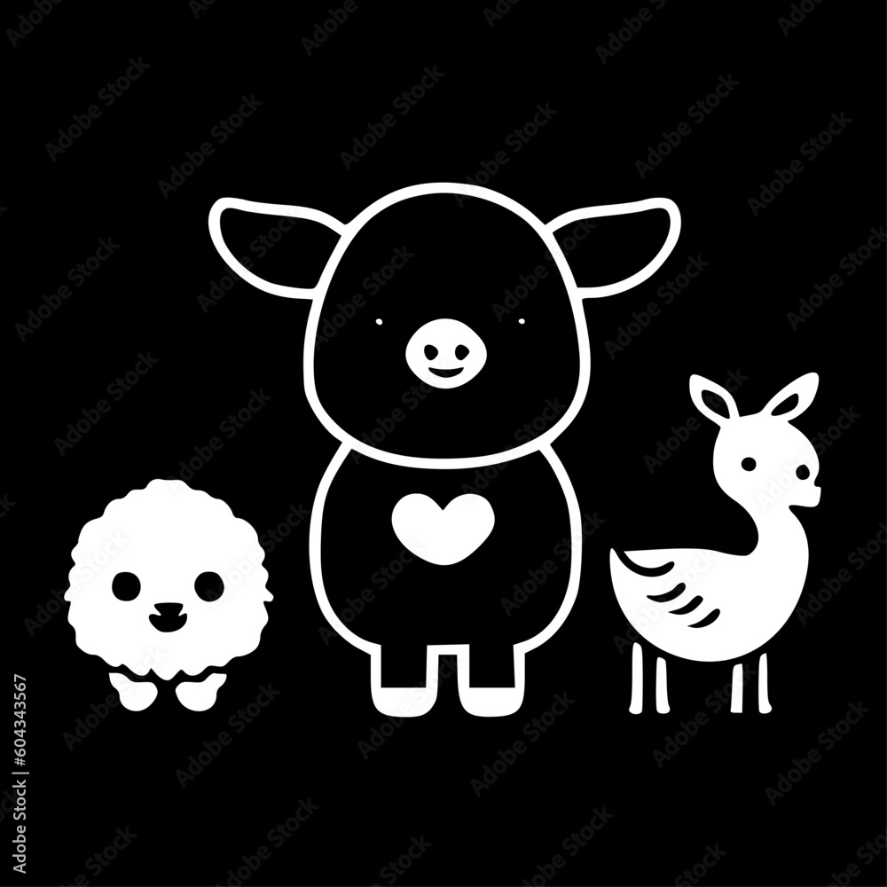Baby Animals | Minimalist and Simple Silhouette - Vector illustration
