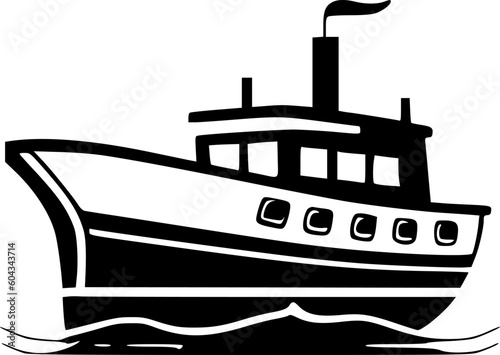 Boat | Black and White Vector illustration