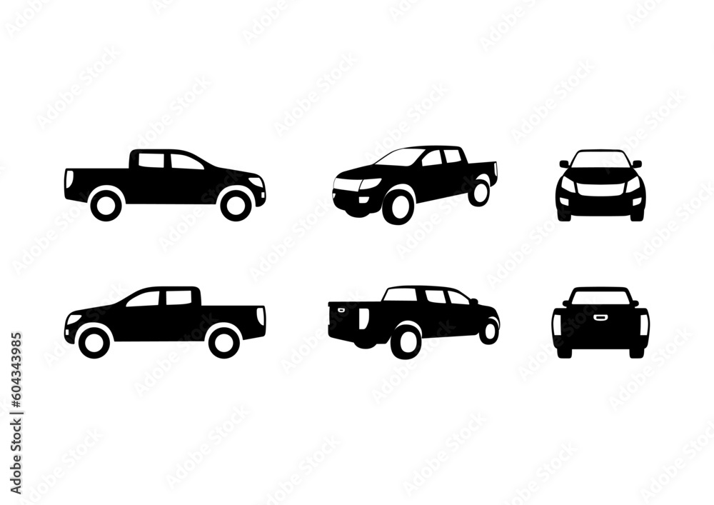 Car pickup truck icon set isolated on the background. Ready to apply to your design. Vector illustration.