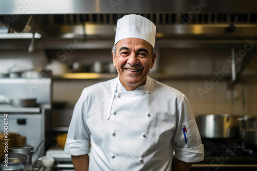 Portrait of a happy chef. Generative AI