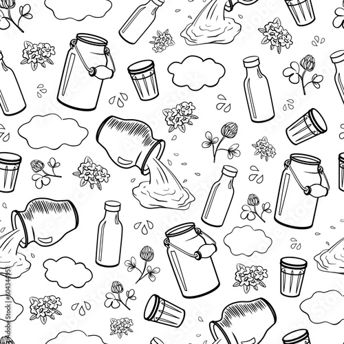 Funny milk seamless pattern