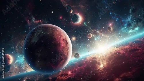 Galaxy and Nebula. Abstract space background. Endless universe with stars and galaxies in outer space. Cosmos art. Motion design.