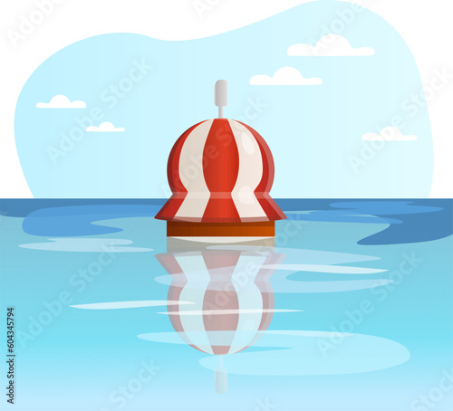 Buoy illustration. Sea, water, striped, float. Editable vector graphic design.