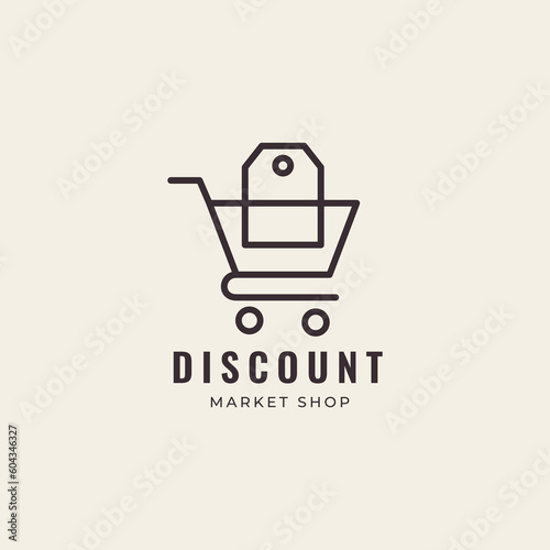 shop store business shopping bag line logo design vector illustration