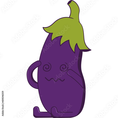 Cute Eggplant Illustration