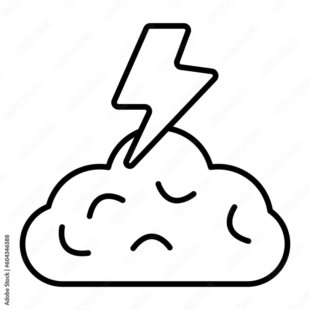 Brain Depression Thin Line Icon