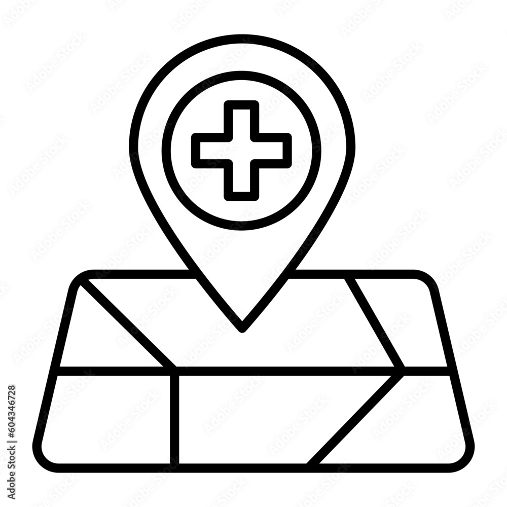 Hospital Location Thin Line Icon Hospital Location Thin Line Icon