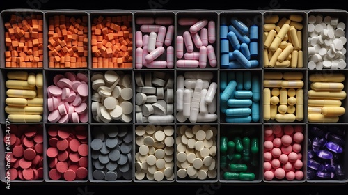 Display of Assorted Pharmaceutical Pills and Capsules photo