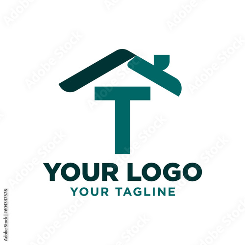letter T roof vector logo design