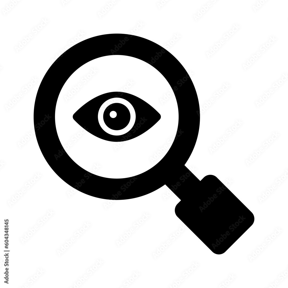 An eye under the magnifier showing concept icon of monitoring in trendy style An eye under the magnifier showing concept icon of monitoring in trendy style