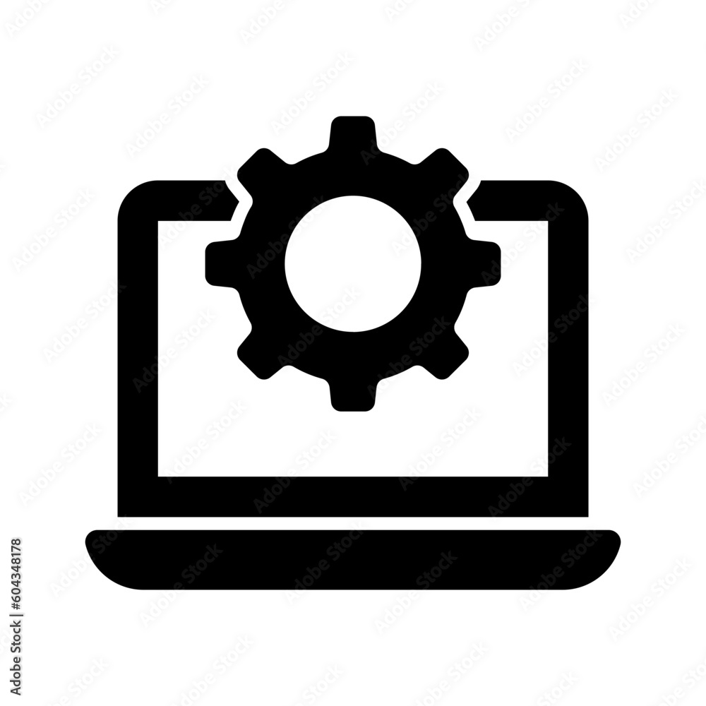 laptop setting vector design in trendy style, system configuration icon laptop setting vector design in trendy style, system configuration icon
