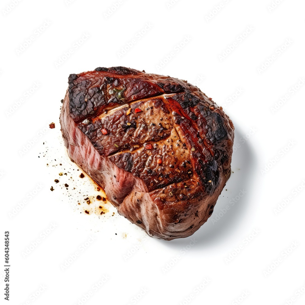 Delicious Grilled Steak on a White Background Generative AI Delicious Grilled Steak on a White Background Generative AI
