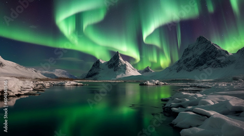 a mesmerizing aurora borealis landscape. generative AI © busra