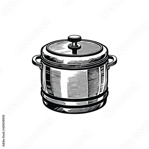 Vintage Pressure cooker vector illustration.