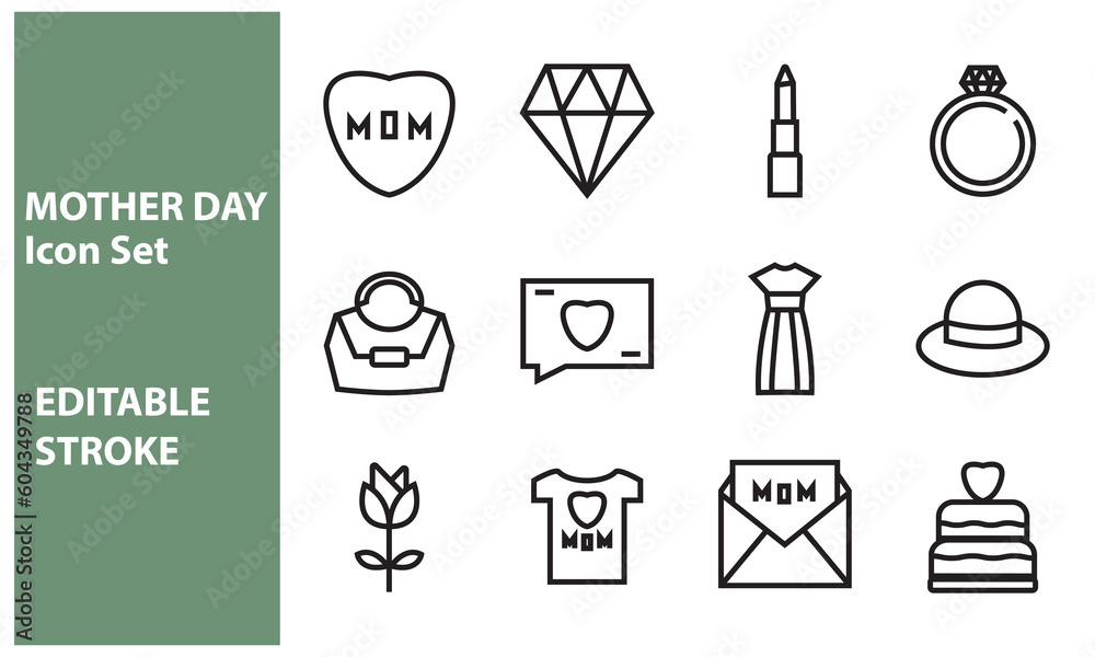 Mother’s Day icon Set Outline for web and mobile app Social Media etc Mother’s Day icon Set Outline for web and mobile app Social Media etc