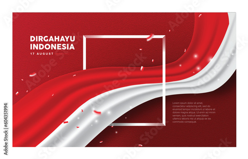 Banner indonesian flags in celebration of indonesia's independence day