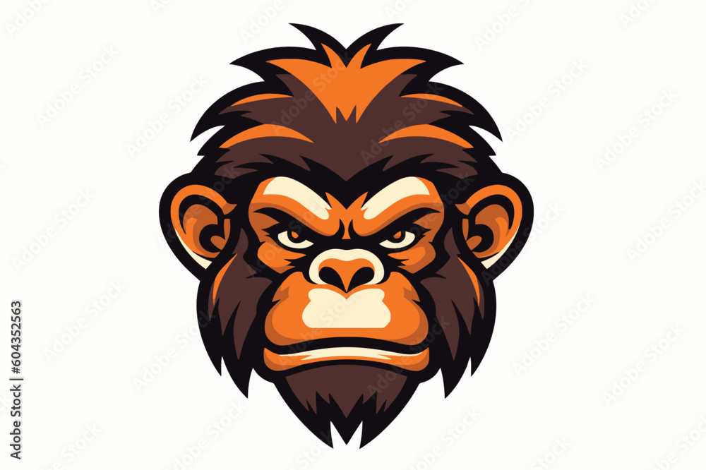 Obraz premium Chimpanzee mascot logo design vector illustration on white background.