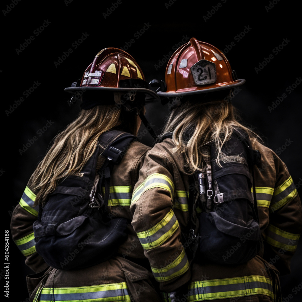 Women firefighter. Generative AI.