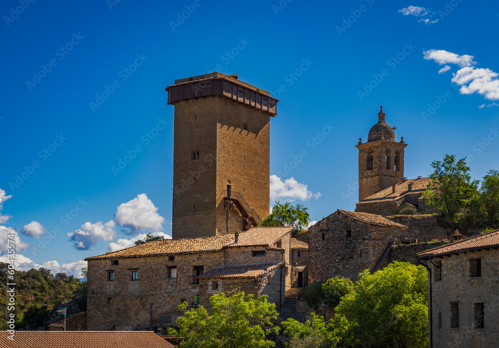 The Castle of Abizanda or Torre de Abizanda is located in the Aragonese town of the same name, belonging to the region of Sobrarbe, in the province of Huesca. The tower is prominently visible from the