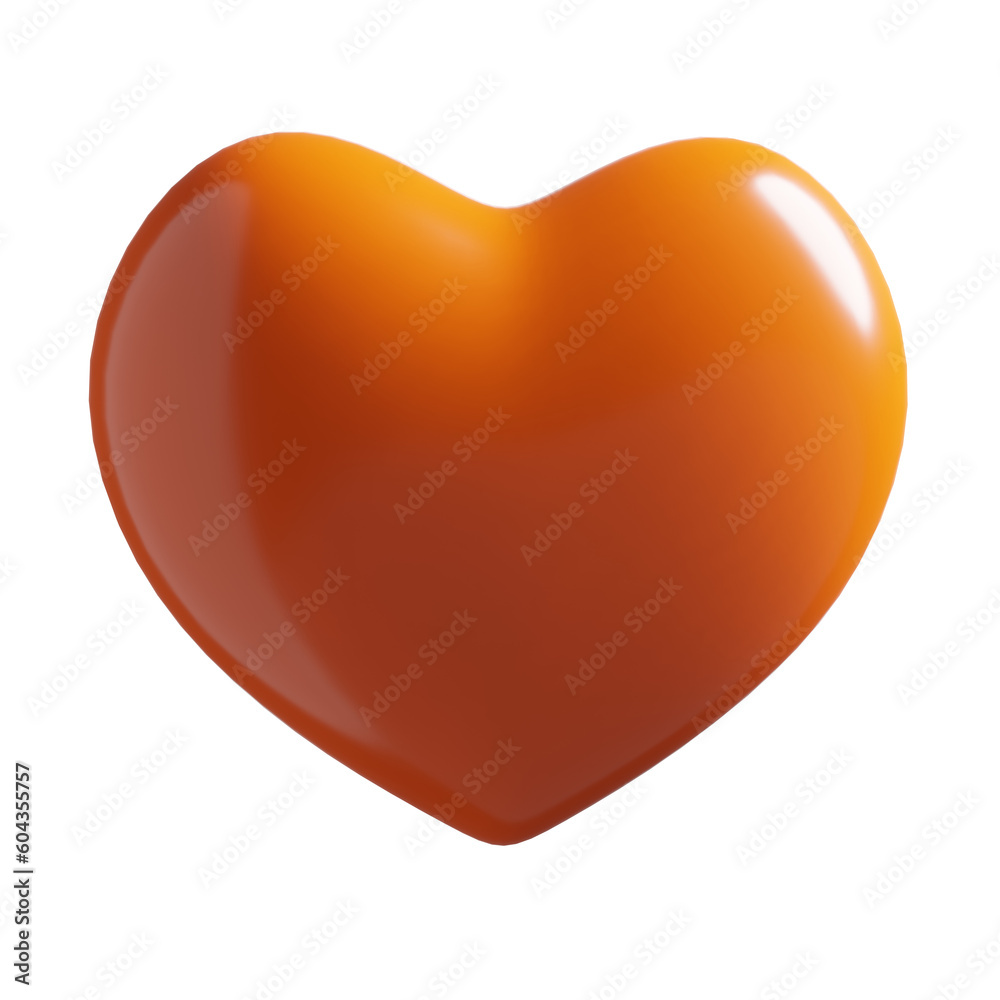 orange heart isolated on white