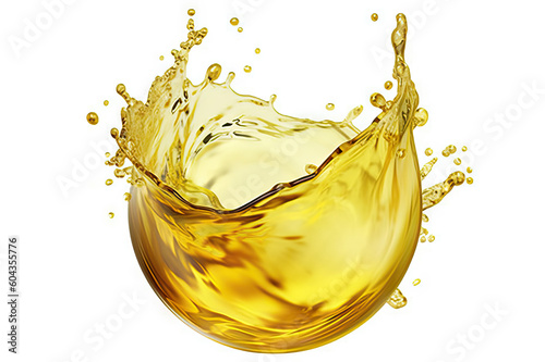 Captivating Olive Oil or Cosmetic Essence Splash on Solid White Background, created with Generative AI