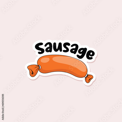 Colorful hand drawn sausage sticker