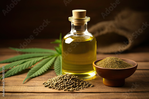 Nature's Remedy: Hemp Oil Background for Health and Wellness, created with Generative AI