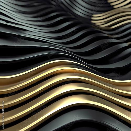 The background is made of purple and golden waves. Generative AI.