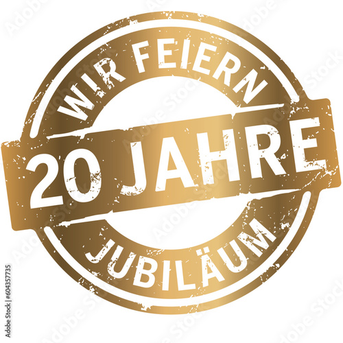 Button Wir feiern 20 Jahre Gold zerkratzt