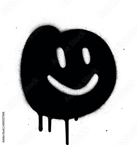graffiti cute smiling black icon over white