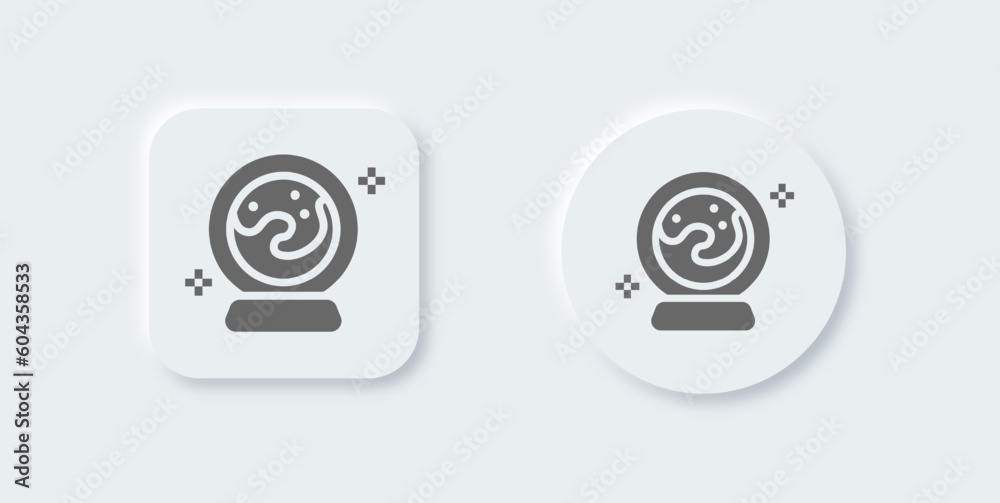Crystal ball solid icon in neomorphic design style. Magic sphere signs vector illustration.