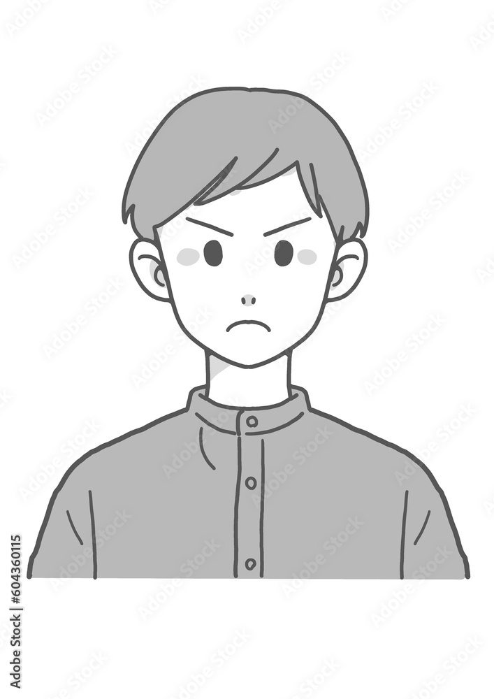 スタンドカラーの怒る男性(グレー) スタンドカラーの怒る男性(グレー)