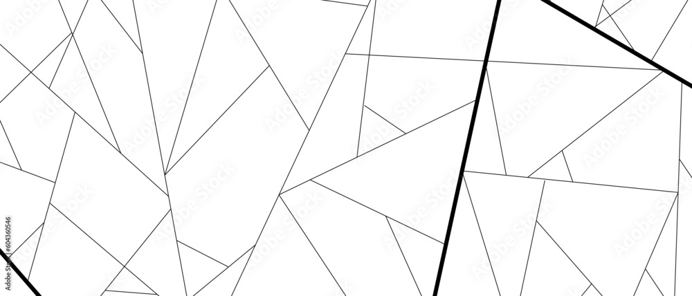 White mosaic background. Abstract black lines create a pattern of polygons on white background. Modern white abstract vector texture.