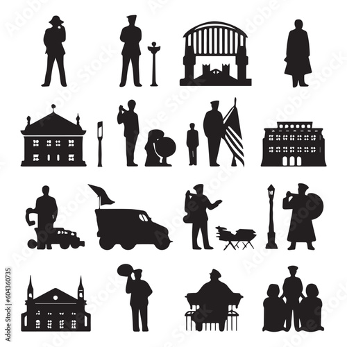 A set of people memorial vector illustrations.