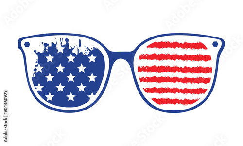 Fourth of July Independence Day America T shirt Design. Independence day party decor. 4th of July sunglasses with stars and stripes. Sunglasses Independence day for scrapbooking,